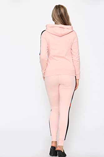 biyya® Women’s Sportswear Set, 2 Piece Women Track Suit Set Hoodie and Stretch Legging Ladies Gym Wear Tracksuits Activewear Set S to XL (Pink, Medium)