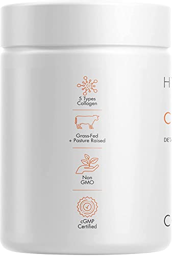 Codeage Multi Collagen Protein Capsules, Type I, II, III, V, X, Grass Fed & Hydrolyzed Collagen Pills Supplement, All in One Collagen, Bone Broth, Amla Berry Source of Vitamin C, Non-GMO, 90 Count