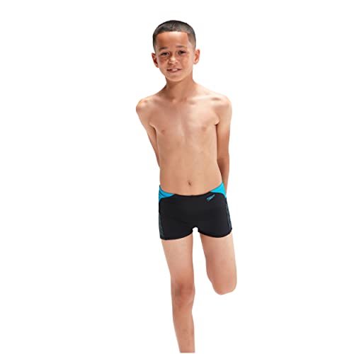 Speedo Boy's Hyper Boom Splice I Aquashort, Black/Bolt, 7-8 Years