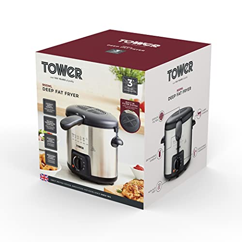 Tower T17069 Kitchen 0.9L Deep Fat Fryer, 840W, Stainless Steel