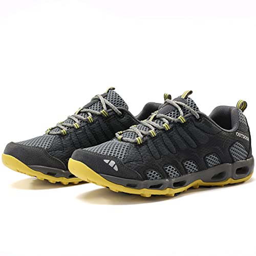 COOJOY Mens Walking Shoes Lightweight Trail Running Water Shoes Breathable Hiking Outdoor Sports Shoe Grey