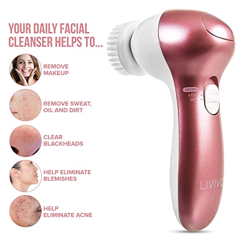 7 IN 1 ELECTRIC FACIAL FACE SONIC SPA CLEANSING BRUSH SKIN BEAUTY CARE CLEANSER WITH POUCH (ROSE GOLD)