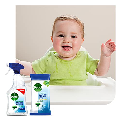 Dettol Cleaning Bundle - 3 Cleaning Sprays and 4 Packs of Antibacterial Wipes (Multi-Surface, Bathroom, Kitchen and Floor)