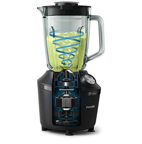 Philips Domestic Appliances blender 3000 series, pro blend system, 2l maximum capacity, 1.25l effective capacity, 600 w, 2 speed settings and pulse, glass jar, black, HR2291/01