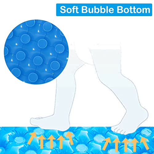 Paddling Pools for Kids, 51in Inflatable Baby Swimming Pool, 3 Ring Paddling Pool with Inflatable Safety Bubble Floor, Small Paddling Swimming Pools for Toddlers Gardens Backyard, Blue/130cm