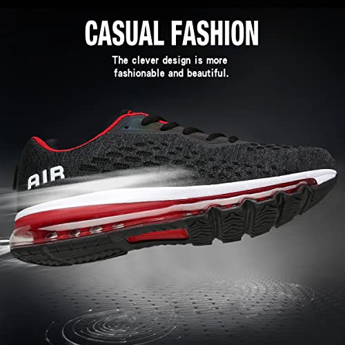 Women Men Running Shoes Sports Trainers Air Cushion Shock Absorbing Casual Walking Gym Jogging Fitness Athletic Sneakers, 6.5 UK 40 EU, Fa2 BlackRed