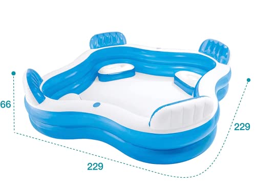 Paddling Pool for Kids - Inflatable Swimming Pool For Adults and Kids with Seats - Large Fun Lounger (229 x 229 x 66 cm)