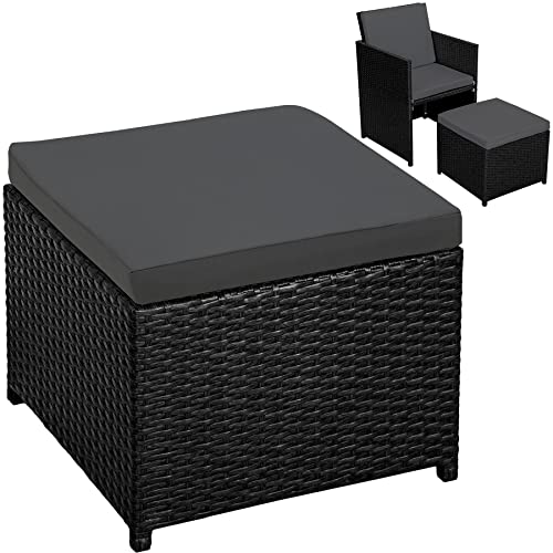 TecTake 800857 Rattan Aluminium Garden Dining Cube Set 4+4 Seats + 1 Table incl. Protection Slipcover + 2 Sets for Exchanging Upholstery, Stainless Steel Screws (Black)