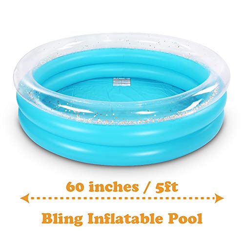 Amazon Brand - Umi Inflatable paddling pool, Kiddie Pool, 152cm Glitter Inflatable Swimming Pool, 5ft Durable Bling Paddling Pool, Ball Pit for Indoor or Outdoor