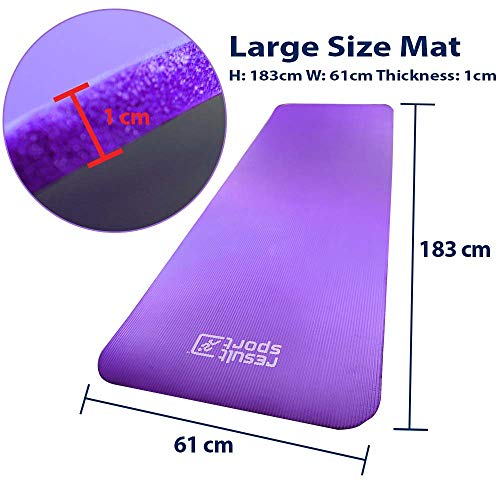 ResultSport® Yoga Mat - Non Slip NBR with Carry Strip - Purple