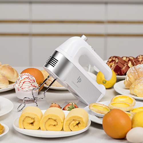 Hand Mixer Electric, 450W Kitchen Mixers with Scale Cup Storage Case , Turbo Boost / Self-Control Speed + 5 Speed + Eject Button + 5 Stainless Steel Accessories , For Easy Whipping Dough ,Cream