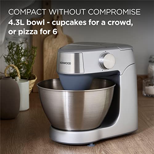 Kenwood Prospero Plus KHC29.A0SI Stand Mixer for Baking, Compact 4.3 Litre Bowl, 3 Bowl Tools, 1000 W, Silver