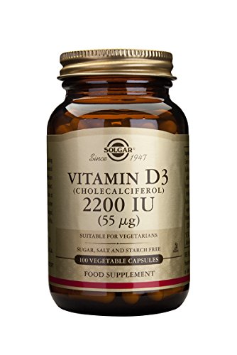 Solgar Vitamin D3 (Cholecalciferol) 2200 IU (55 µg) Vegetable Capsules - Pack of 100 - Healthy Bones and Teeth - Supports Immunity and Muscle Function - Vegetarian