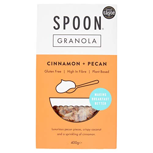 Spoon Cereal Healthy Cinnamon and Pecan Granola - All Natural, No Refined Sugar, High Fibre, Gluten Free, Plant Based Breakfast Cereal, 5 x 400 g