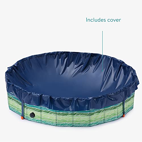 Navaris Dog Pool with Print - 160 cm Paddling Pool for Dogs - Extra Large XL Pet Swimming Pool to Fill with Water in Hot Weather - Includes Cover