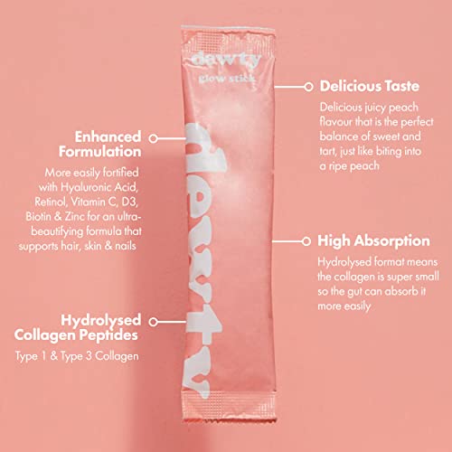 Dewty Daily Collagen Drink - Premium Hydrolysed Collagen Blend - Formulated with Hyaluronic Acid, Biotin & Retinol, Clinically Proven Results for Skin, Hair & Nails (28-Day)