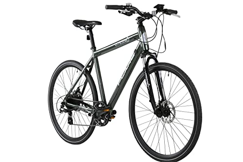 Vitesse Flare Hybrid Electric Bike for Adults, 45 Miles Range, 8 Speed Gears with 250w Rear Motor and Front Suspension for a Smooth Comfortable Ride, 21” Frame and 700C Wheels