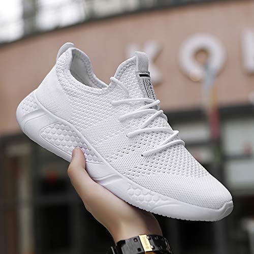 BUBUDENG Mens Running Shoes Trainers Sports Gym Walking Jogging Athletic Fitness Outdoor Sneakers,White,5.5 UK(Label Size: 39)