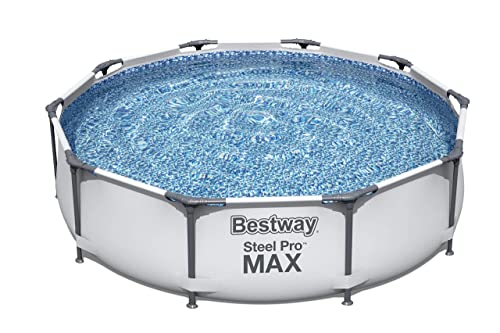 Bestway BW56408GB Steel Pro Max Swimming Pool with Pump, Blue, 10 ft x 30-Inch Round Frame Swimming Pool with Filter Pump, 4678 liters, Steel Pro Max, 30 Inch Deep, 10 ft