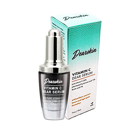 Vitamin C Serum 20% PURE L-ASCORBIC ACID, Ferulic Acid, Hyaluronic Acid Botanic, Vitamin E Organic Cruelty Free for face and neck best antioxidant, Treatment for Wrinkles, Men and Women