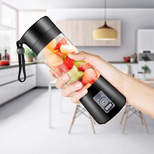 VleOak Mini Portable Blender with USB Rechargeable Six Blades Suitable for Baby Food Travel Gym Outdoor Activities Handheld Smoothie Maker Personal Mixer(Black)