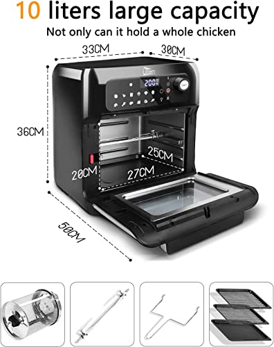 Air Fryer Oven, Uten 10L Digital Air Fryers Oven, Smart Tabletop Oven with 12 Preset Menus, LED Touch Screen Temperature and Control for Baking with Recipe, 1500W