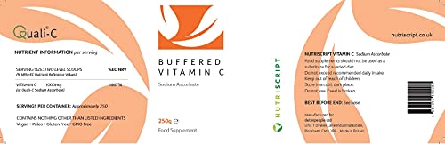 Vitamin C Powder – 250g Sodium Ascorbate – 100% Pure British Pharmaceutical Grade Buffered Vitamin C - Quali-C