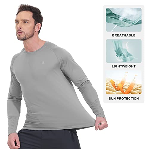 donhobo Men's Golf Running Tops T-Shirt,Men's Activewear Tops,UV Protection Lightweight Long Sleeve Quick Dry Hiking Shirts Grey XL