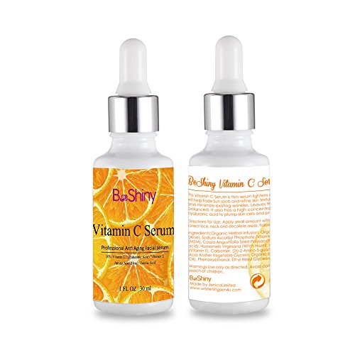 BeShiny Vitamin C Serum for face WITH HYALURONIC ACID + JOJOBA OIL +VIT E - Anti Aging Brightening Face Serum for Pure Skin Glow - Reduce Wrinkles & Dark Spots