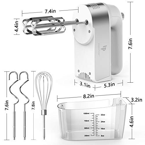 Hand Mixer Electric, 450W Kitchen Mixers with Scale Cup Storage Case , Turbo Boost / Self-Control Speed + 5 Speed + Eject Button + 5 Stainless Steel Accessories , For Easy Whipping Dough ,Cream