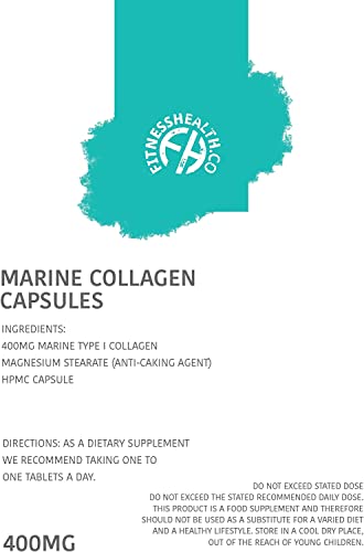 Marine Collagen 400mg Capsules - Hair, Skin and Joint Health Supplement - High Strength Hydrolysed Collagen for Women & Men - Protein Capsules - Packaging (60)