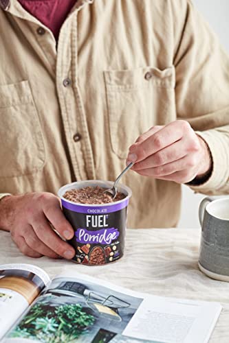 FUEL10K Porridge Pots, Chocolate - 8x70g - High Protein On The Go Breakfast