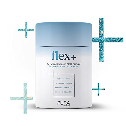 Pura Collagen Powdered Supplement (Flex +) 10,000 mg Hydrolysed Peptides, Vitamin C & Manganese, 282 g