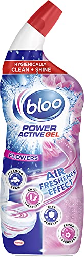 Bloo Power Active Gel, Toilet Cleaner, Pink Gel, Fresh Flowers with Anti-Limescale, Cleaning Foam and Extra Freshness, 700 ml x 10, Multipack