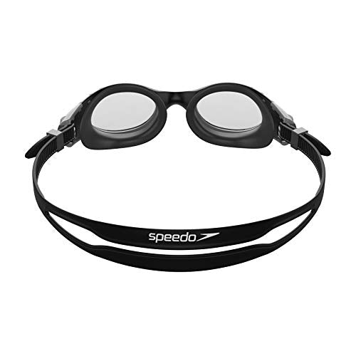 Speedo Adult Unisex Futura Biofuse Flexiseal Swimming Goggles, Extra Comfort, Cushioned Fit, Black and Smoke, One Size