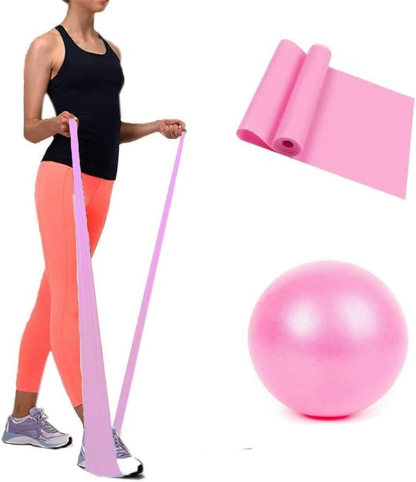 Mabufun Soft Pilates Ball and Resistance Bands Yoga Resistance Elastic Bands for Core Training and Physical Therapy Shaping Fitness Yoga Pilates Exercise at Home or Gym