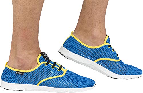 Cressi 1946 Unisex Adult Aqua Shoes Unisex Water Shoes for Aquatic Sport, Swimming, Pool, Beach Walk - Light Blue/Yellow, UK 10/ EU 44