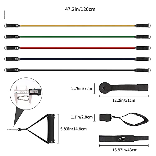 Resistance Bands, Resistance Bands Set Men, Workouts Bands, Exercise Band with 5 Fitness Tubes, 2 Foam Handles Strength Training Home Gym Equipment