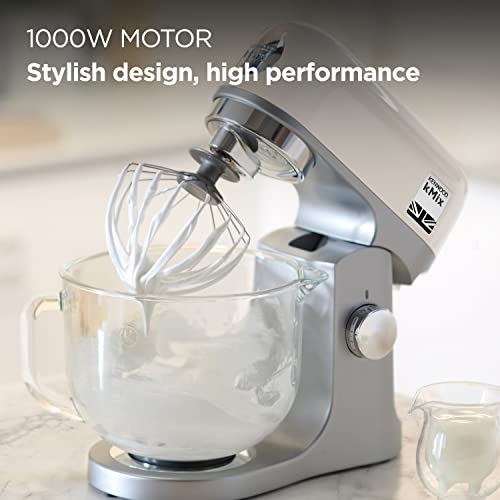 Kenwood kMix Stand Mixer for Baking, Stylish Kitchen Mixer with K-beater, Dough Hook and Whisk, 5L Glass Bowl, Removable Splash Guard, 1000 W, Cream