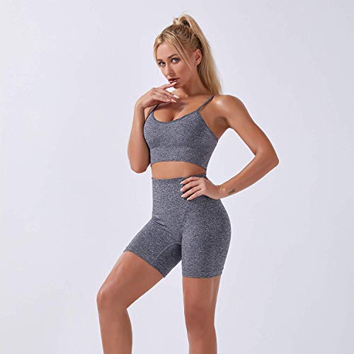 Veriliss Gym Set Women Workout Outfits 2 Pieces Sports Sets Bra Seamless Leggings Yoga Running Activewear (Grey 2, M)