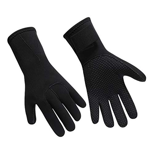 3mm Neoprene Wetsuit Gloves Men Women Thermal Anti-slip Scuba Diving Gloves Water Snorkeling Gloves Adult Stretchy Flexible Five Finger Surfing Glove for Spearfishing Paddling Kayaking Swimming