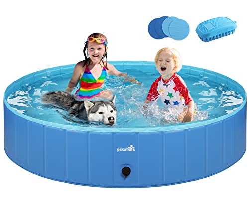 Pecute Paddling Pool for Pets& Kids, Sturdy Foldable Dog Swimming Pool Bathtub Children Ball Pits Kids Paddling Bathing Pool For Garden Patio Bathroom(Extra Large 160 x 30cm)