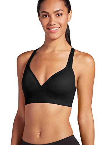 Jockey Women's Activewear Mid Impact Molded Cup Seamless Sports Bra, Black, XL