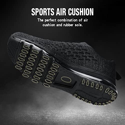 Women Men Running Shoes Sports Trainers Air Cushion Shock Absorbing Casual Walking Gym Jogging Fitness Athletic Sneakers, 9.5 UK 44 EU, Fa2 Black