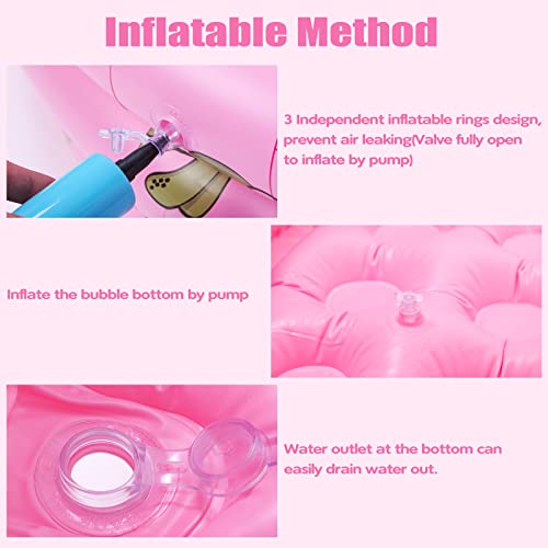 Highttoy Paddling Pools for Kids, 51 Inch Round Inflatable Baby Swimming Pool 3-Ring Portable Children Inflatable Pool Indoor&Outdoor Toddler Water Play Center Swimming Pool Toys for Girls, Pink