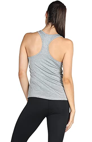 icyzone Workout Running Tank Top for Women - Racerback Yoga Tops Exercise Gym Shirts 3-Pack (XXL, Black/Granite/Orange)