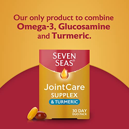 Seven Seas JointCare Supplements With Turmeric, 60 High Strength Capsules With Glucosamine, Omega-3, Vitamin D & C, EPA & DHA, Manganese & Zinc (30 day duo pack)