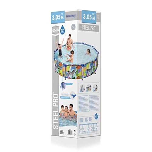 BESTWAY SAFARI SWIMMING POOL 305 cm 10FT Garden Round Frame Above Ground Pool Steel Pro