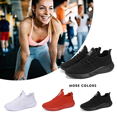 BUBUDENG Women's Trainers Casual Sneakers Walking Gym Sport Running Shoes Lightweight Tennis Shoes Black, 7 UK(Label Size:41)