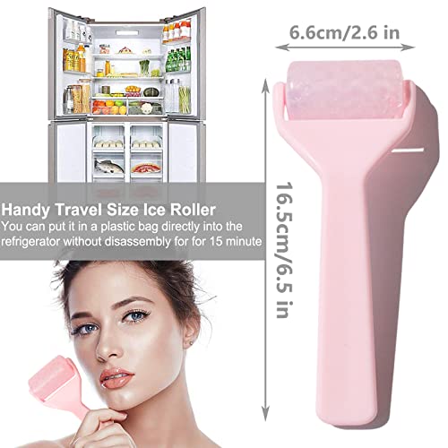 Ice Roller for Face and Eyes, Face Icer Facial Ice Roller Massager Tool for Reduce Puffiness Migraine Relief Brightening Cooling Tightening Reduce Wrinkles Redness Skin Care (Travel Size Pink) (Pink)